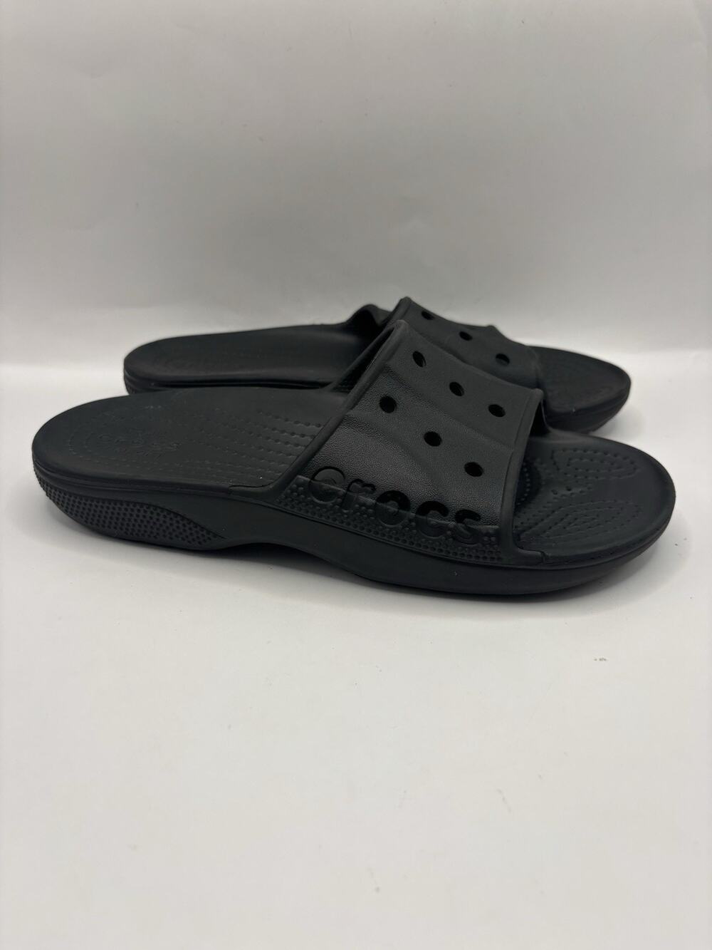 Crocs Baya II Black Rubber Slide Sandals Women Size 6